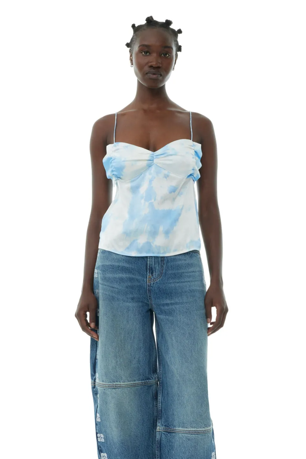 Ganni - Printed Satin Slip Top