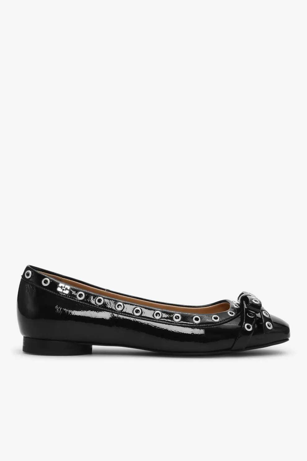 Ganni - Eyelets Bow Ballerina Naplack
