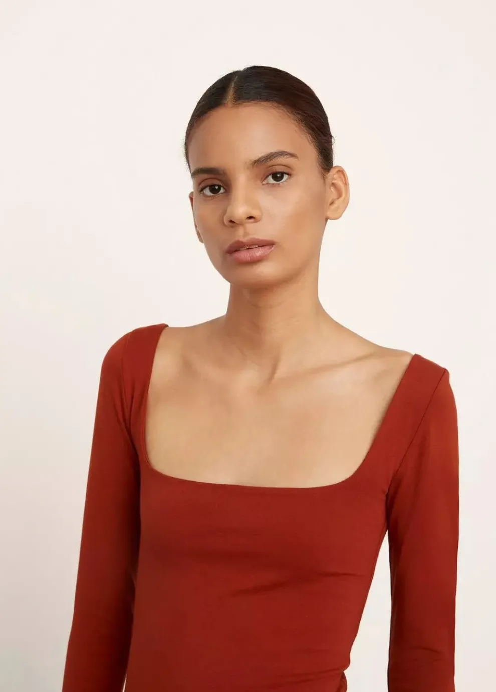 Vince -Pima Cotton Long Sleeve Square Neck