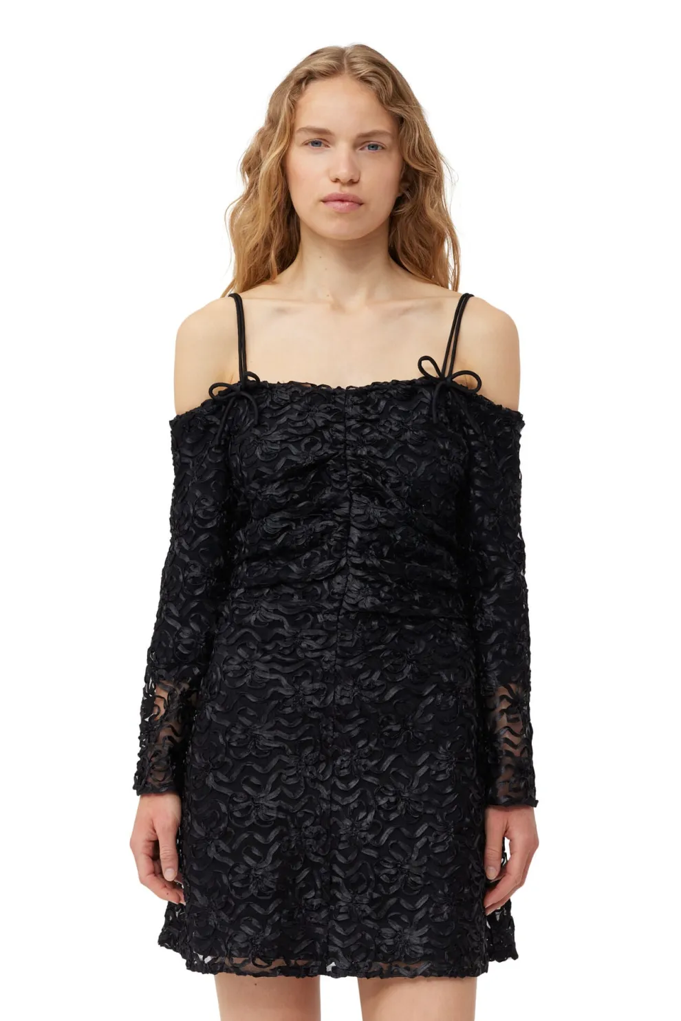 Ganni - Ribbon tulle mini dress