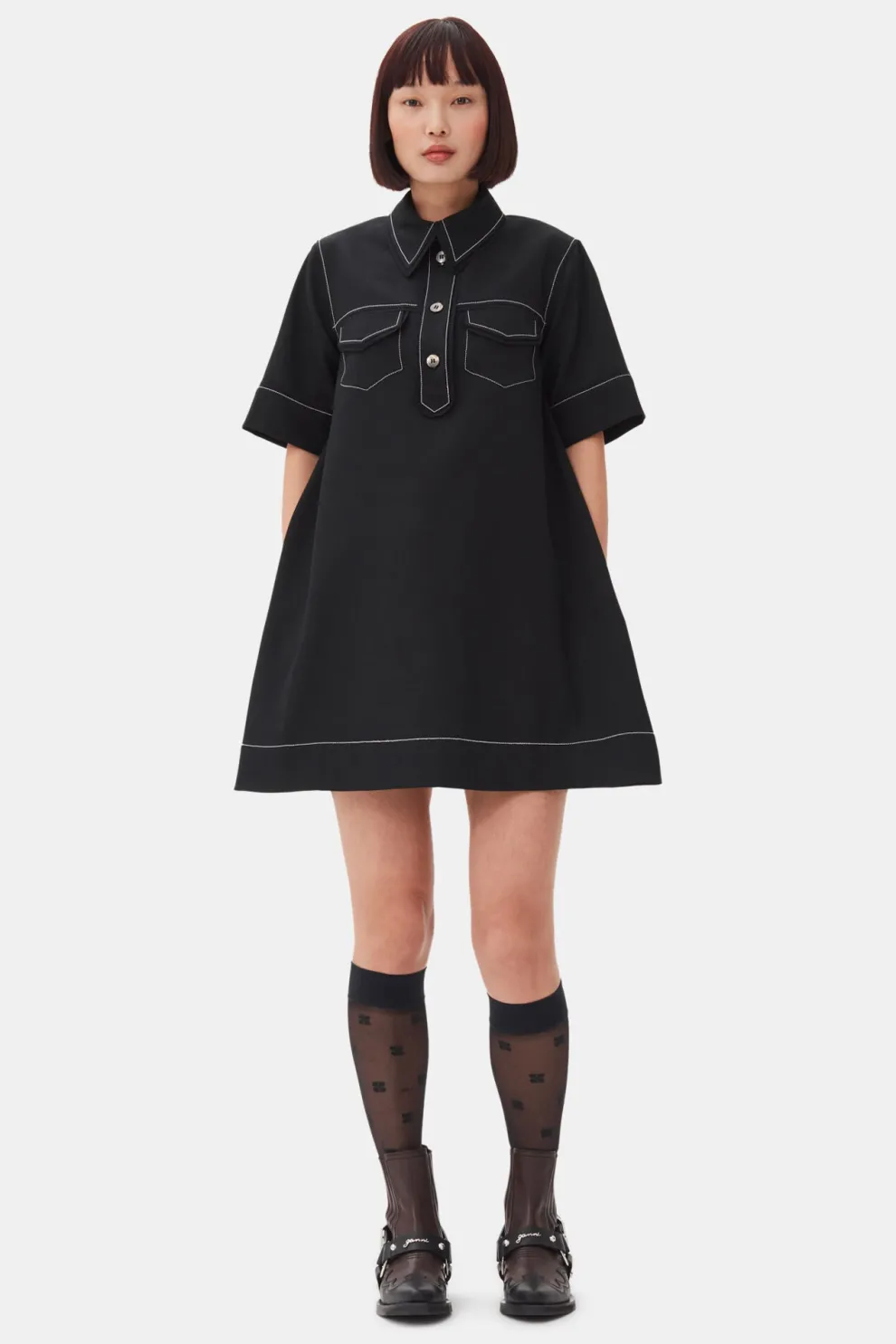 Ganni - Crepe Sable Mini Dress