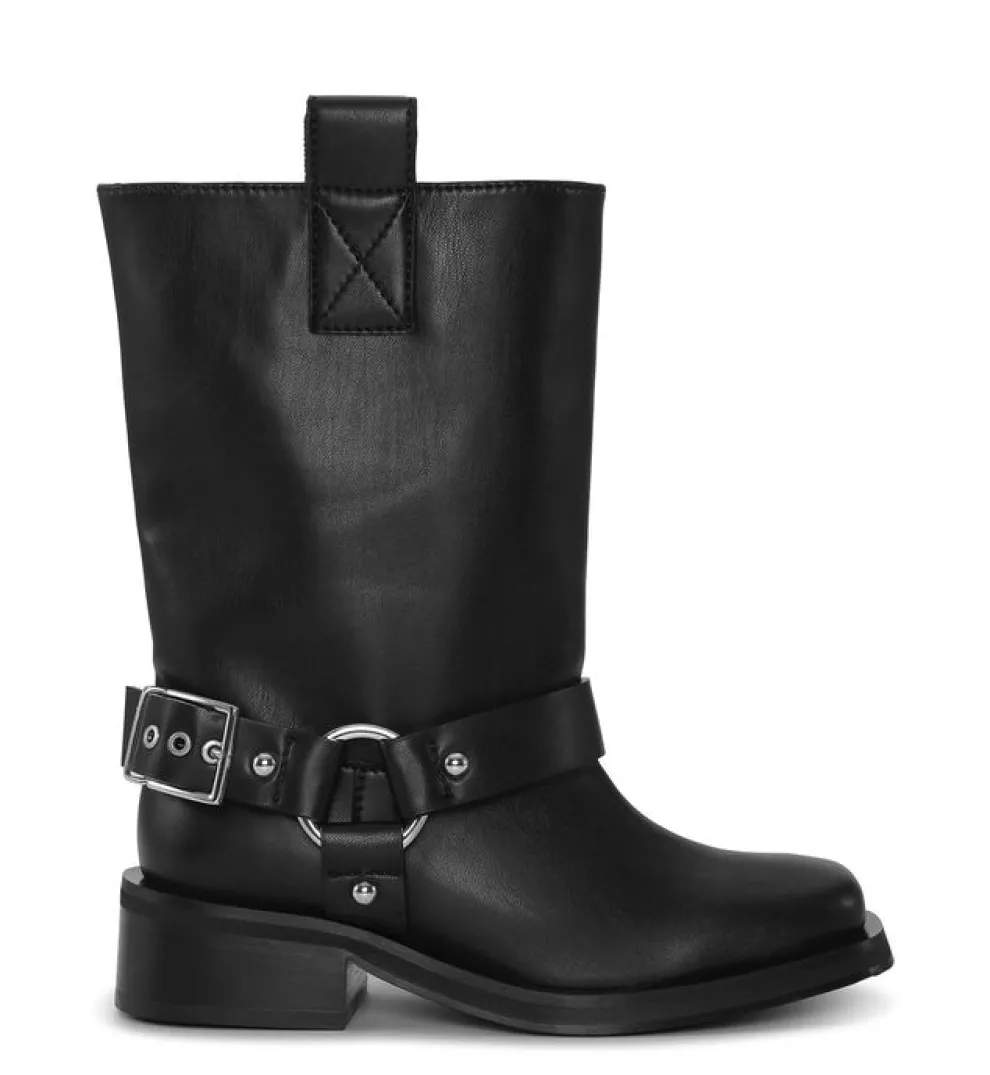 Ganni - Biker Tubular Mid Shaft Boot