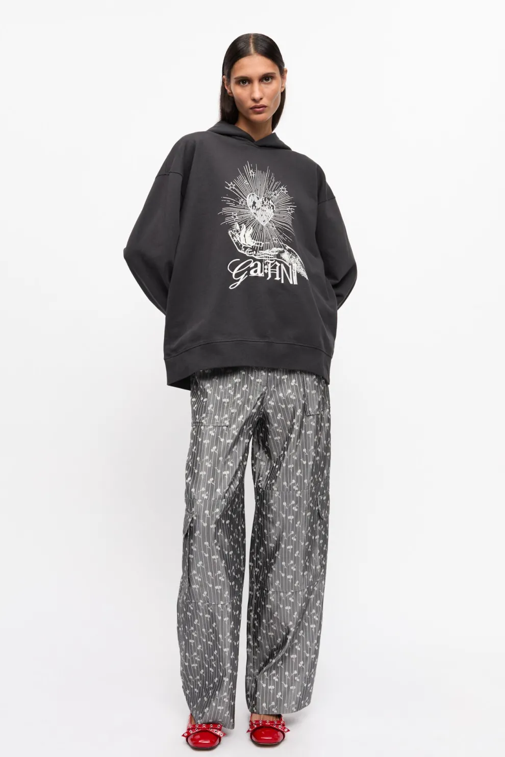 Ganni - Isoli Heart Oversized Hoodie