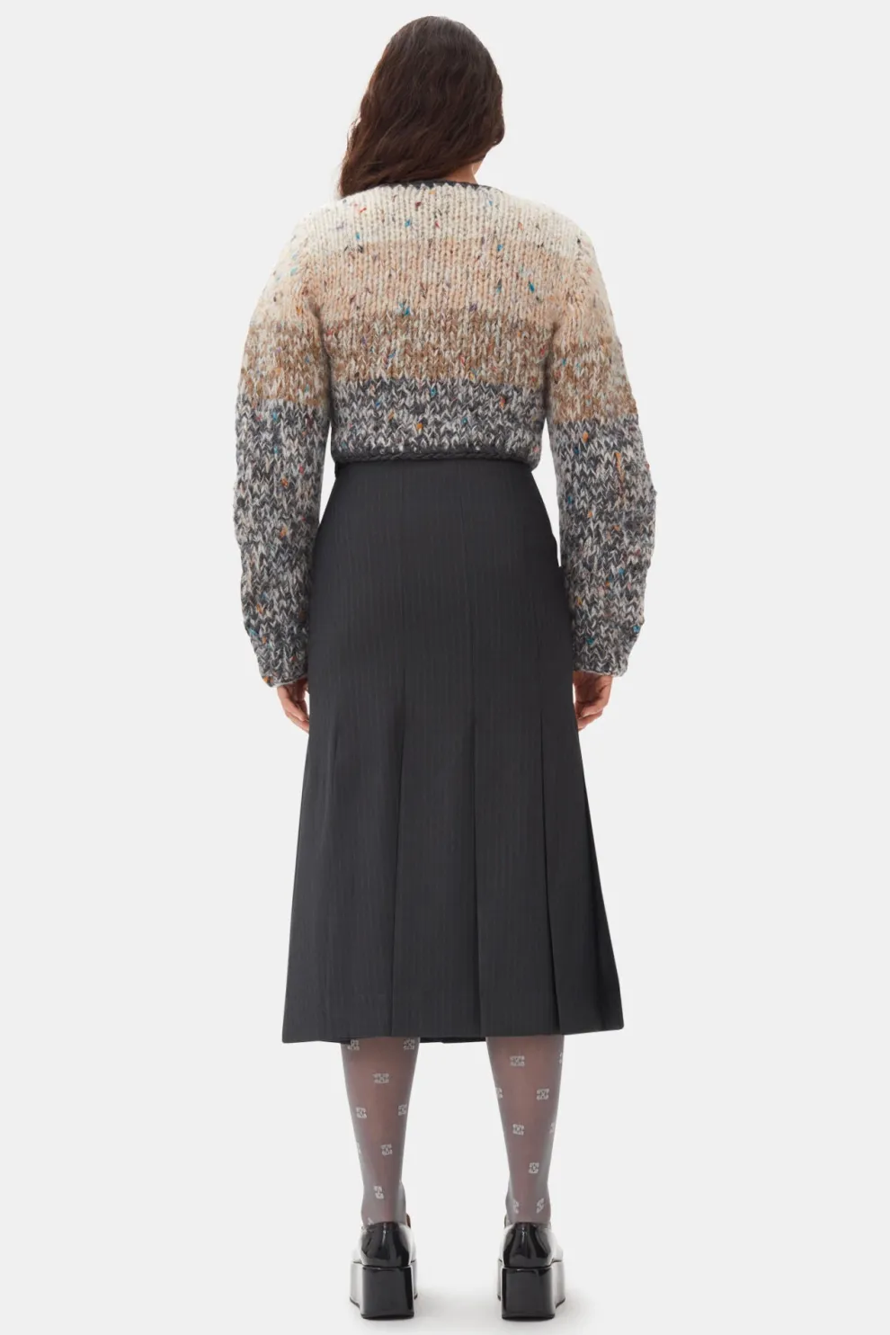 Ganni - Striped Chunky Marled Handknit Crop Cardigan