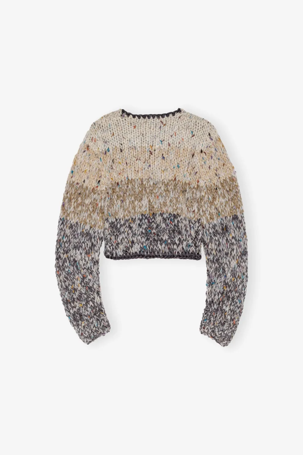 Ganni - Striped Chunky Marled Handknit Crop Cardigan