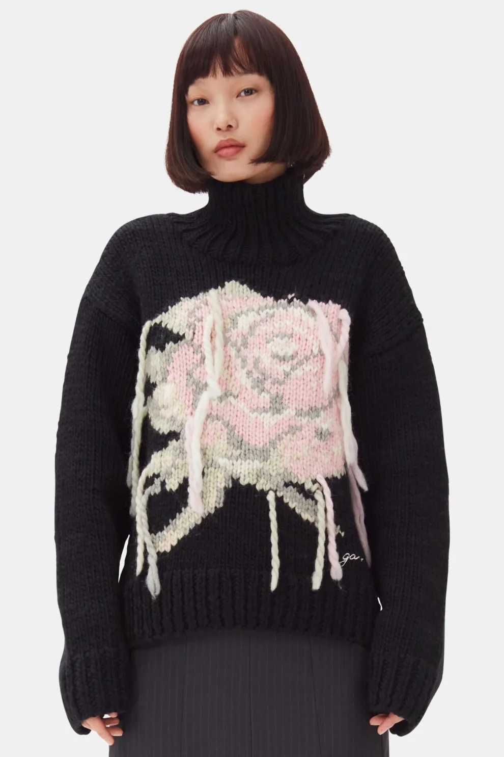 Ganni - Graphic Wool Handknit Turtleneck