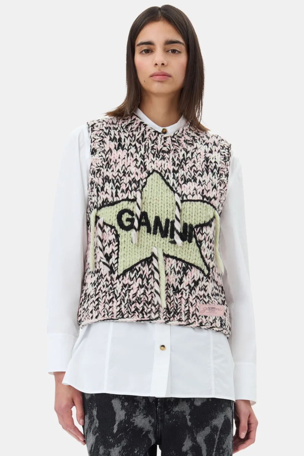 Ganni - Graphic Wool Handknit Vest