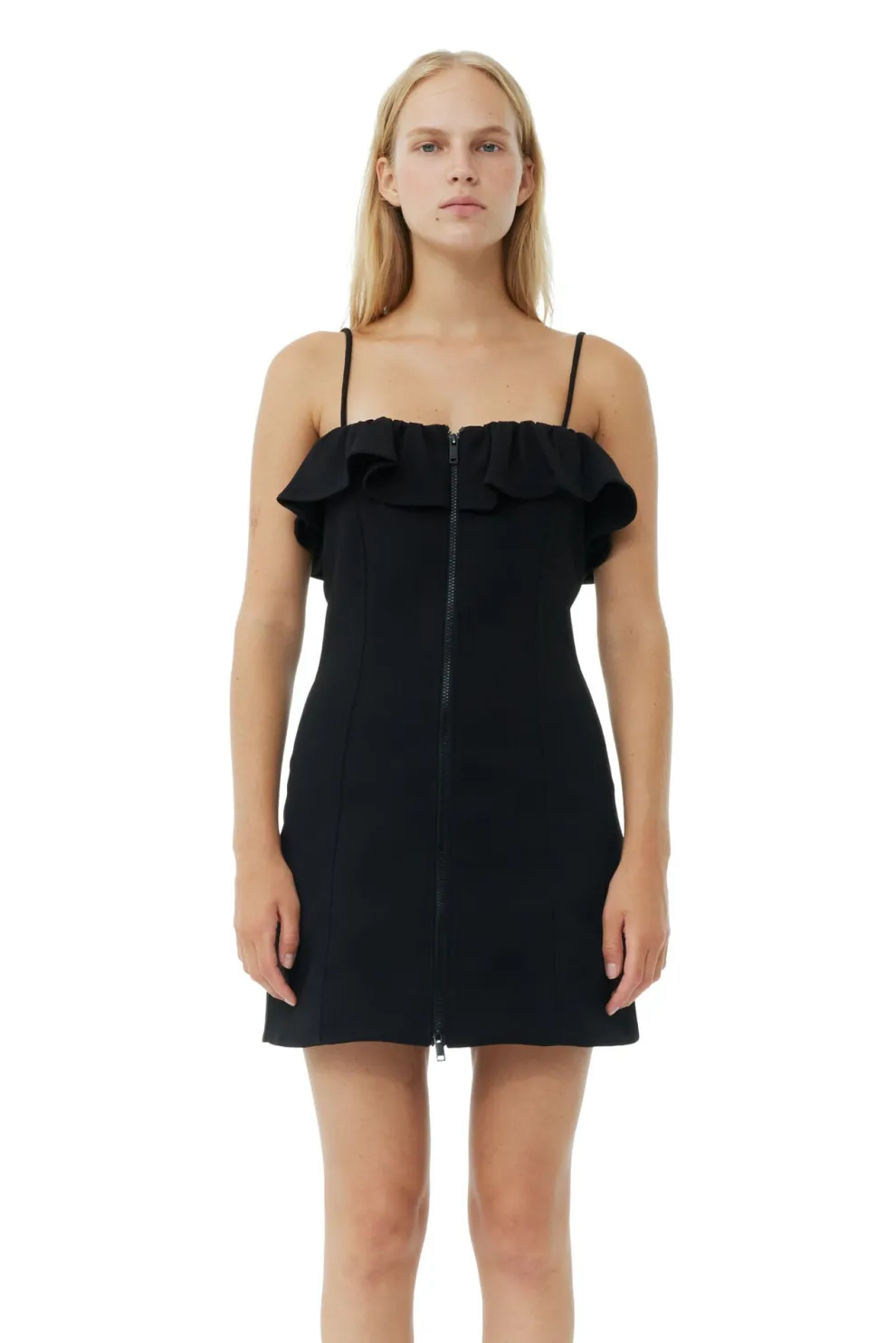 Ganni - Bonded Crepe Strap Mini Dress